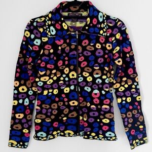 Elena Wang Multicolor Print Zip-Front Sweater